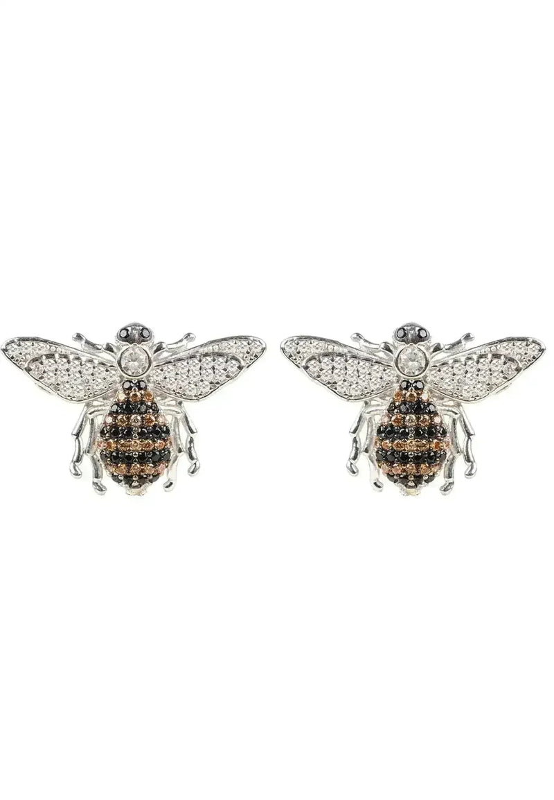 Honey Bee Stud Earrings | Sterling Silver Animal Jewelry - Femstylo