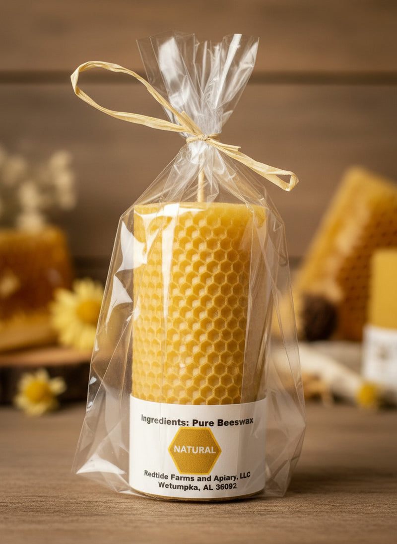 Beeswax Candle (Tall Honeycomb)
