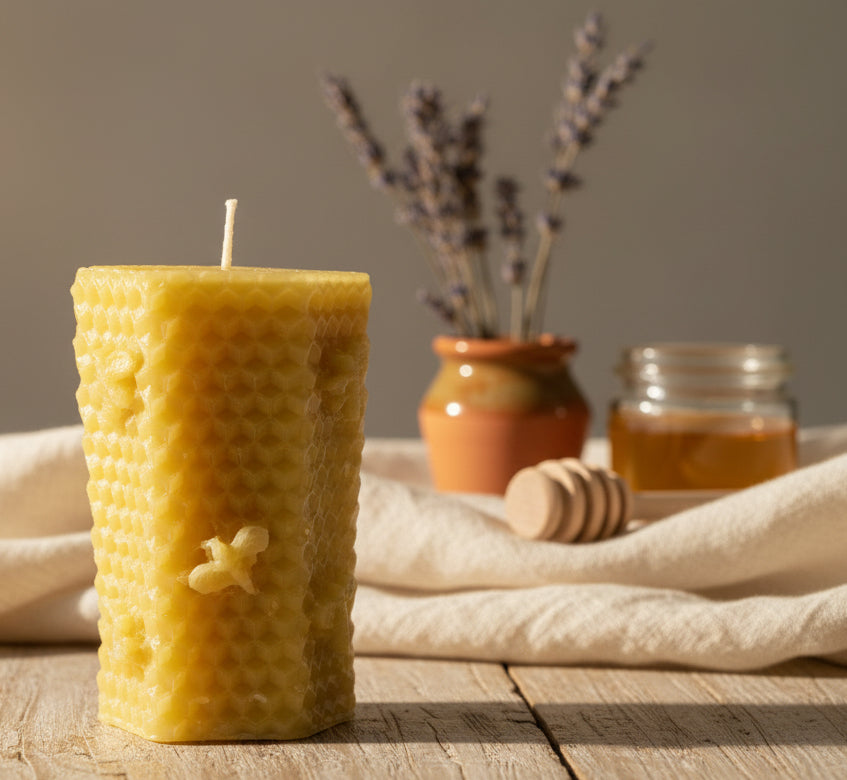Candle (hex comb w/bees)